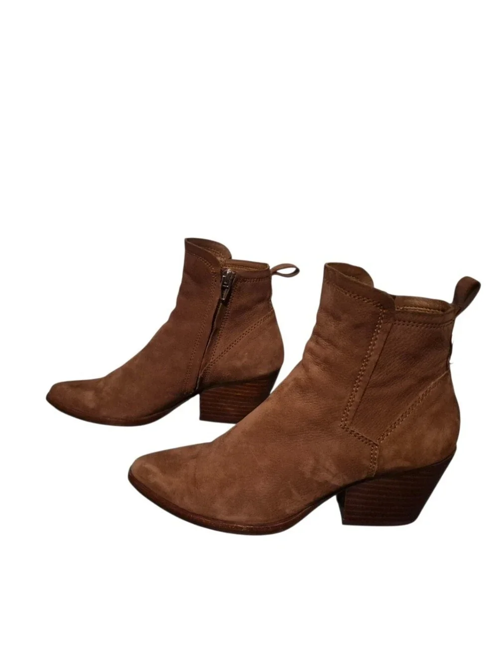 Dolce Vita Soft Brown Leather Ankle Booties Side-Zip Boots Women's Size 6